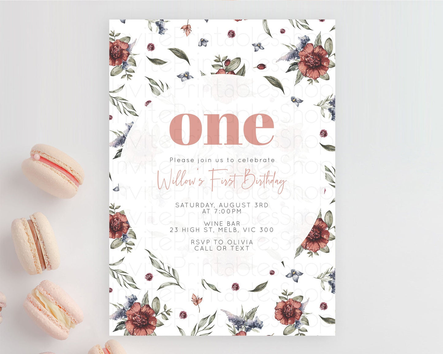 Secret Garden Invitation Wildflower Birthday Invitation Pastel Flowers Invite Enchanted Garden Boho Floral 3rd 2nd First Birthday D10503