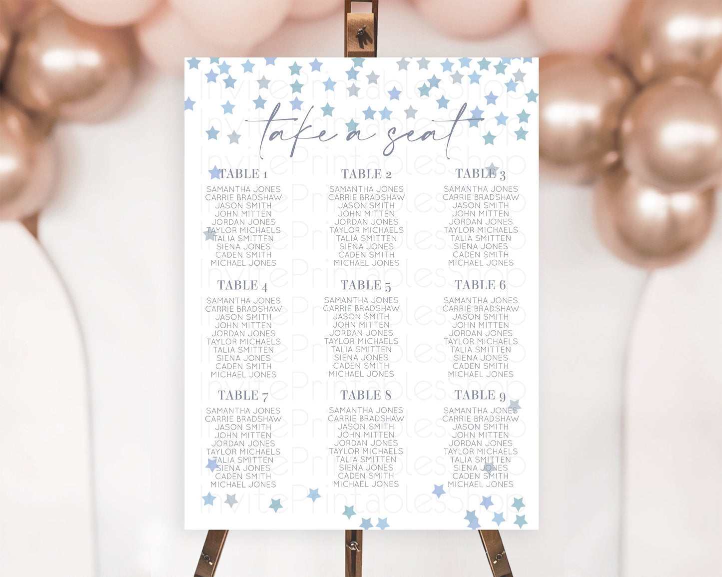 Star Seating Chart Pastel Stars Seating Chart Shooting Star Sprinkle Stars Rainbow Colorful Confetti Twinkle Little Star Decor D10341