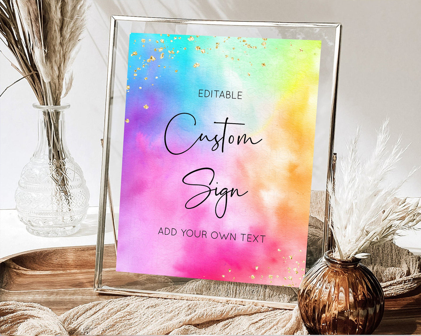 Pastel Rainbow Sign Cards Gifts Sign Table Signs Diaper Sign Books Sign Food Sign Custom Sign Glitter Wedding Birthday Baby Shower 8x10 509