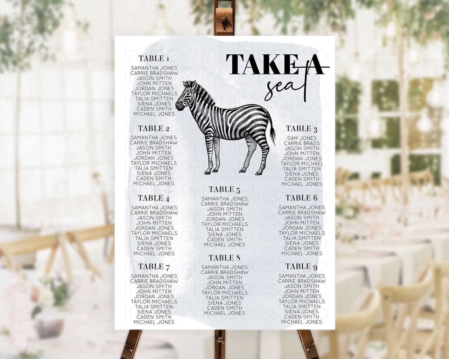 Zebra Seating Chart Zebra Seating Sign Zebra Take A Seating Chart Zebra Safari Adventure Decor Zoo Party Zebra Palm Leaf Décor D10814