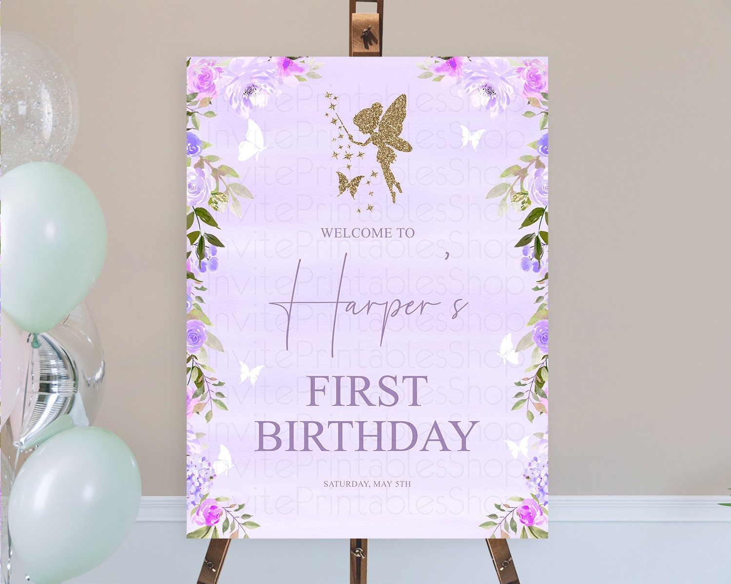 Editable Fairy Welcome Sign Fairy Welcome Board Enchanted Garden Pastel Flor