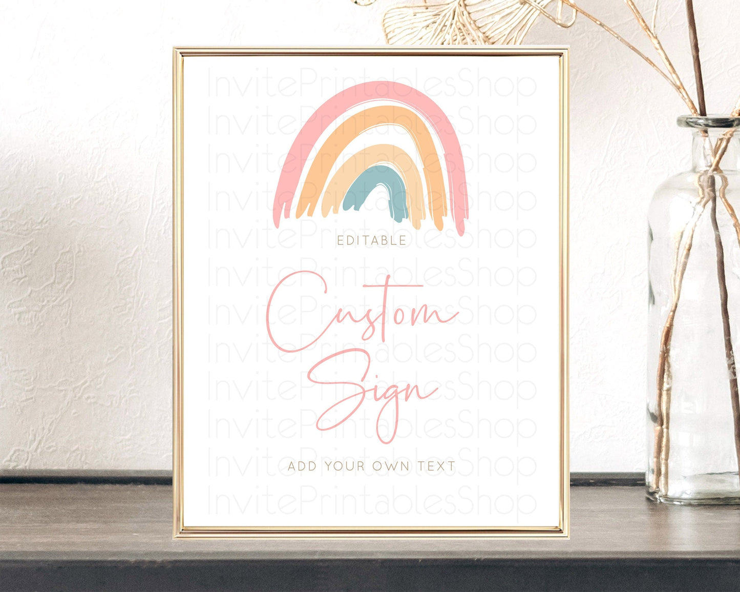 Pastel Rainbow Sign Rainbow Table Sign Decor Boho Colorful Rainbow Party Rainbow Baby Theme 1st Birthday Baptism Baby Shower Wedding D10351