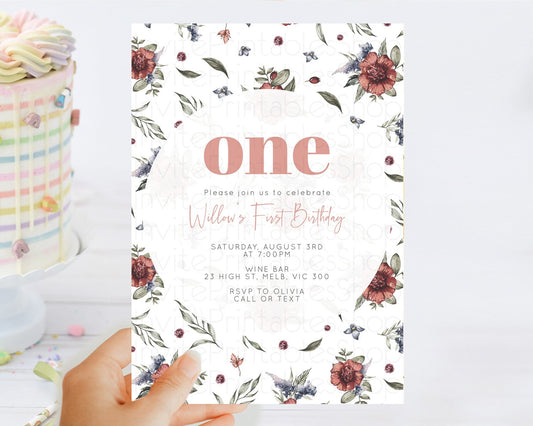 Editable Secret Garden Invitation Wildflower Birthday Invitation Pastel Flow
