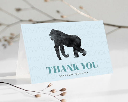 Editable Gorilla Thank You Gorilla Thank You Card Gorilla Party Birthday Tha