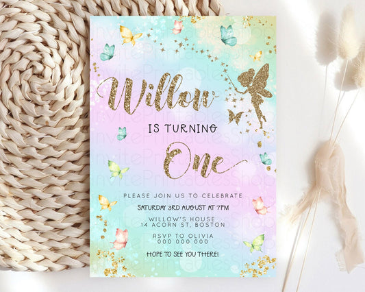 Editable Pastel Fairy Birthday Invitation Pastel Butterflies Fairy Birthday