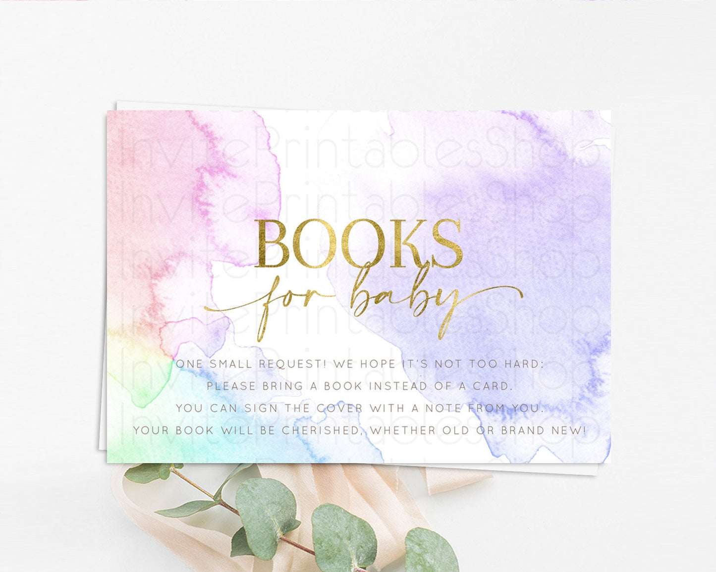 Pastel Books For Baby Card Pastel Rainbow Book Insert Colorful Ombre Watercolor Book Card Confetti Glitter Baby Book Poem Request D10215