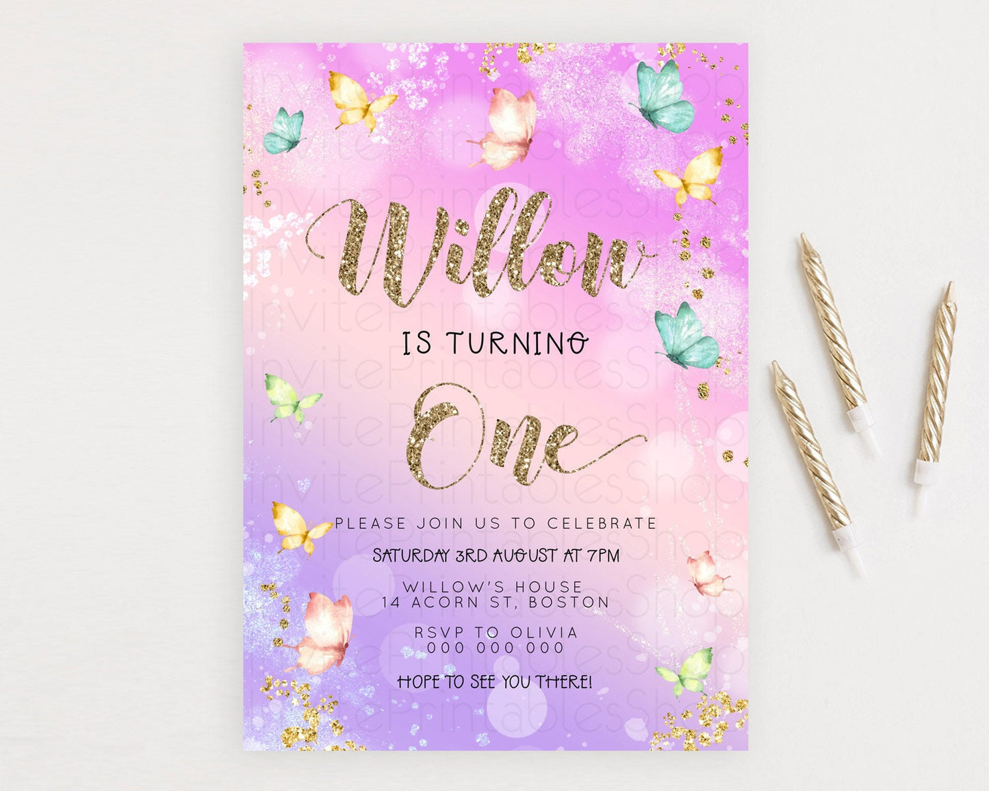 Editable Pastel Butterfly Birthday Invitation Butterfly Birthday Invitation