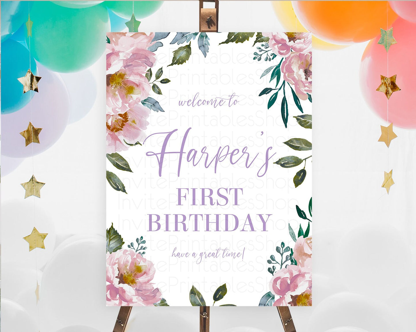 Secret Garden Welcome Sign Wildflower Welcome Board Pastel Flower Garden Welcome Poster Boho Wildflower First Birthday Welcome Sign D10729