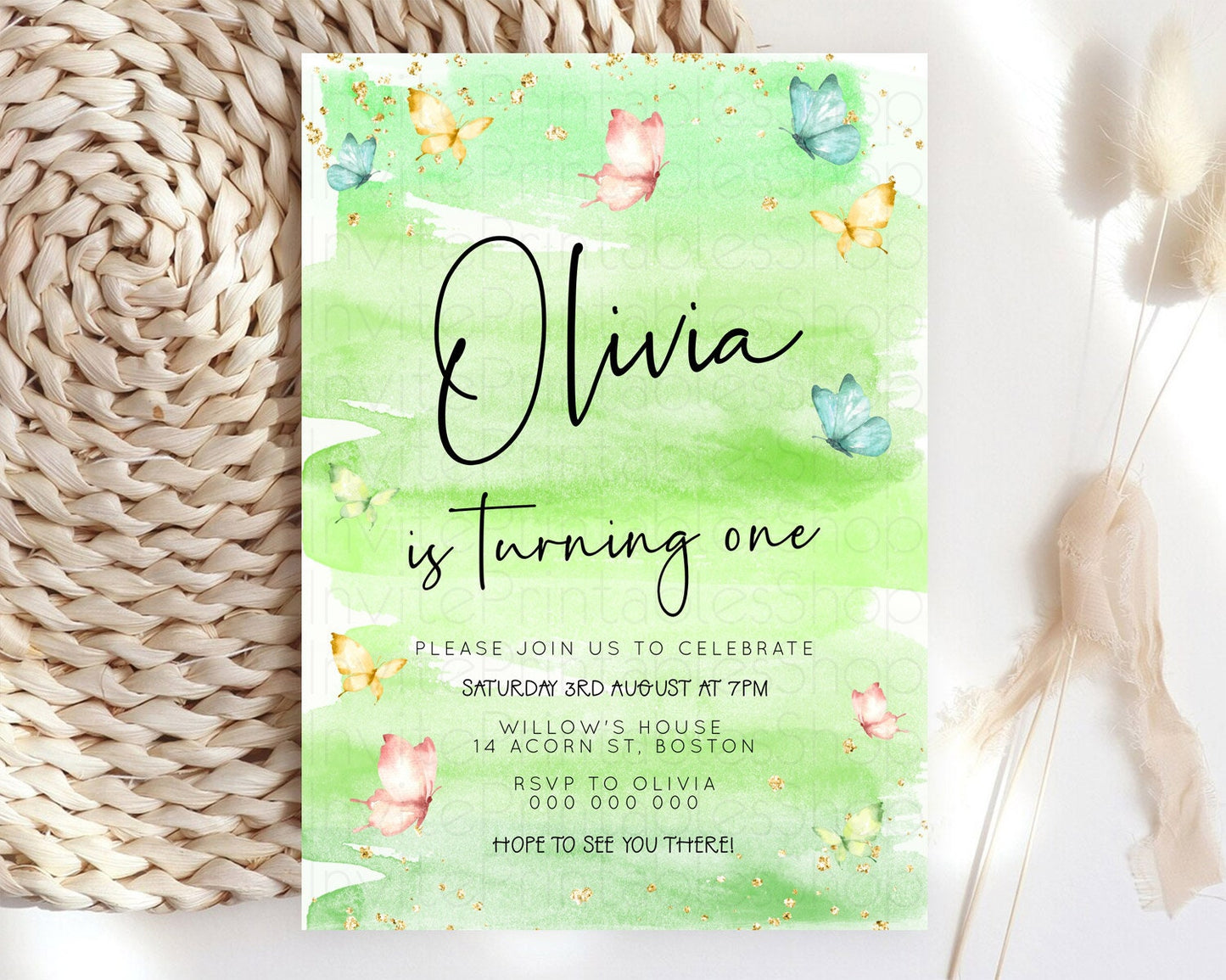 Pastel Butterfly Birthday Invitation Butterfly Birthday Invitation Whimsical Butterfly Enchanted Garden 1st 2nd Birthday Invitation D23187