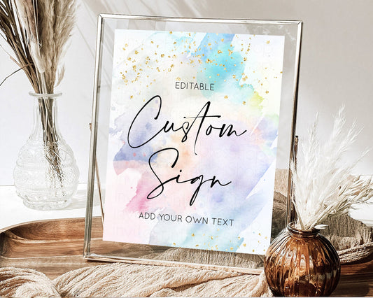 Editable Pastel Rainbow Sign Cards Gifts Sign Table Signs Diaper Sign Books