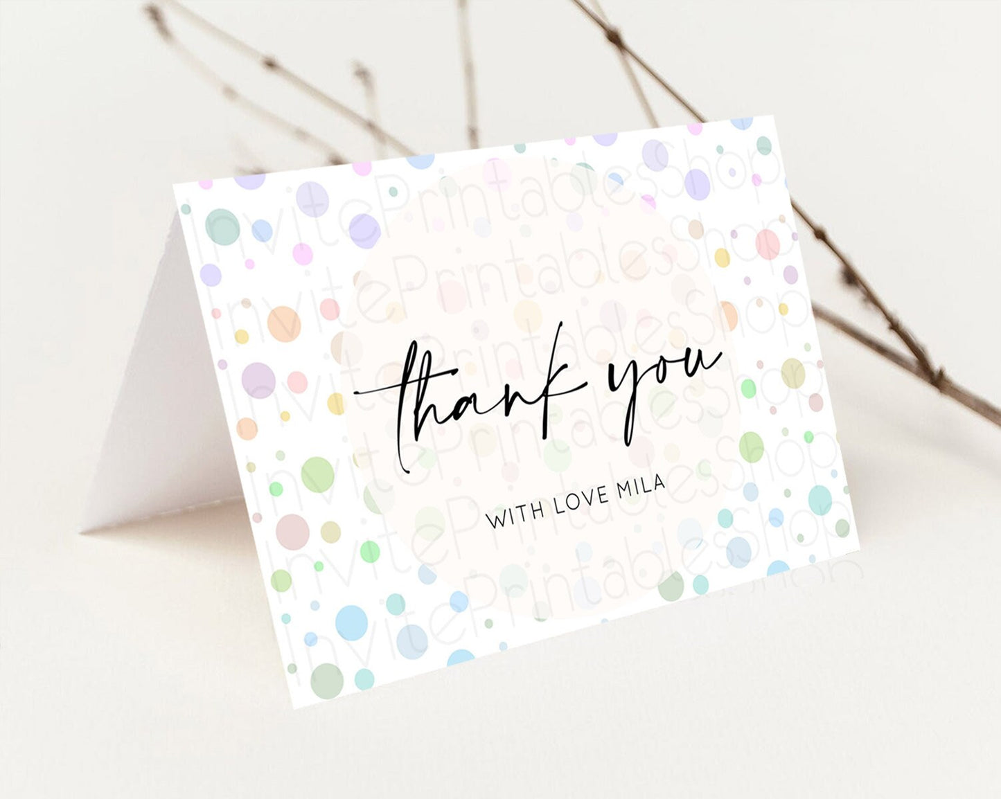 Rainbow Thank You Pastel Thank You Card Pastel Rainbow Birthday Thank You Confetti Colorful Pastel Cards Teacher Thank You Cards D10135