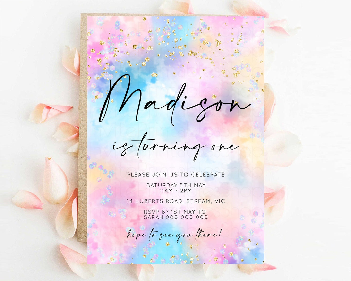 Rainbow Birthday Invitation Pastel Birthday Invite Ombre Rainbow Invite Colorful Watercolor Invite Glitter Clouds Invite 1st 2nd 3rd 589v4