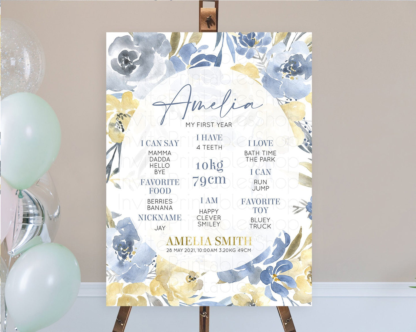 Secret Garden Milestone Board Wildflower First Birthday Milestone Poster Pastel Flowers Milestone Boho Wildflower 1st Birthday Sign D10189