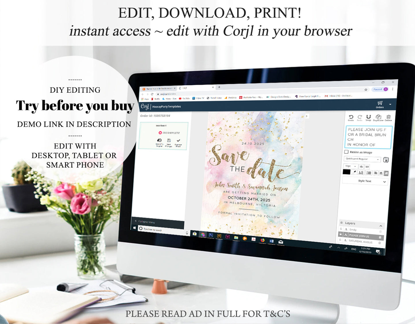 Pastel Save The Date Pastel Colors Save The Date Rainbow Colors Save The Date Ombre Invite Splash Wedding Engaged Baptism Christening 276