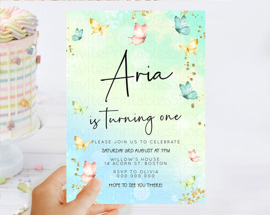 Editable Pastel Butterfly Birthday Invitation Butterfly Birthday Invitation