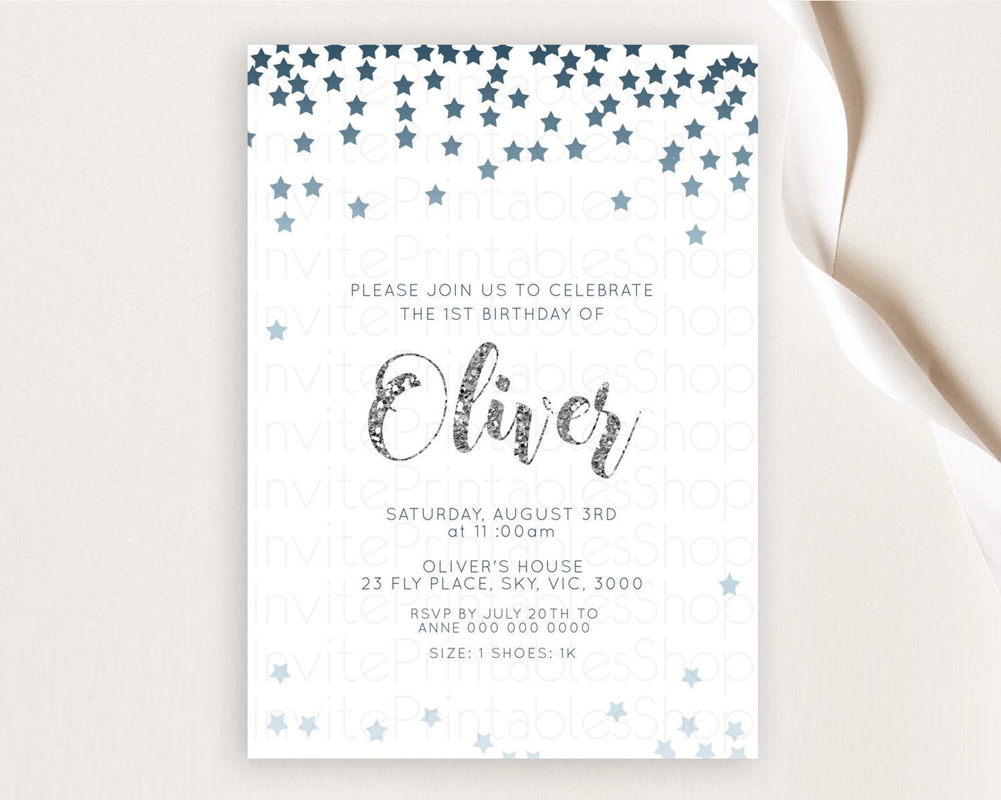 Star Birthday Invitation Pastel Stars Invite Shooting Star Party Rainbow Colorful Confetti Twinkle Little Star 2nd First Birthday D10330