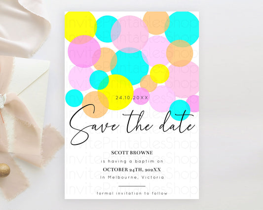 Editable Pastel Confetti Save The Date Template Rainbow Colorful Sprinkles P