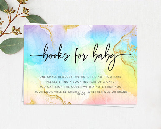 Editable Pastel Books For Baby Card Pastel Rainbow Book Insert Colorful Ombr