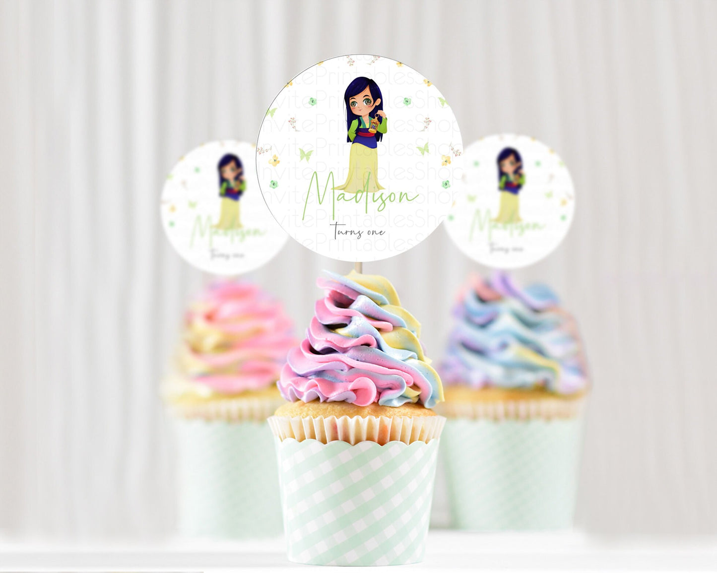 Princess Cupcake Toppers Castle Cupcake Toppers Royal Princess Décor Fairy Tale Enchanted Castle Pastel Floral Garden Table Number  D10350