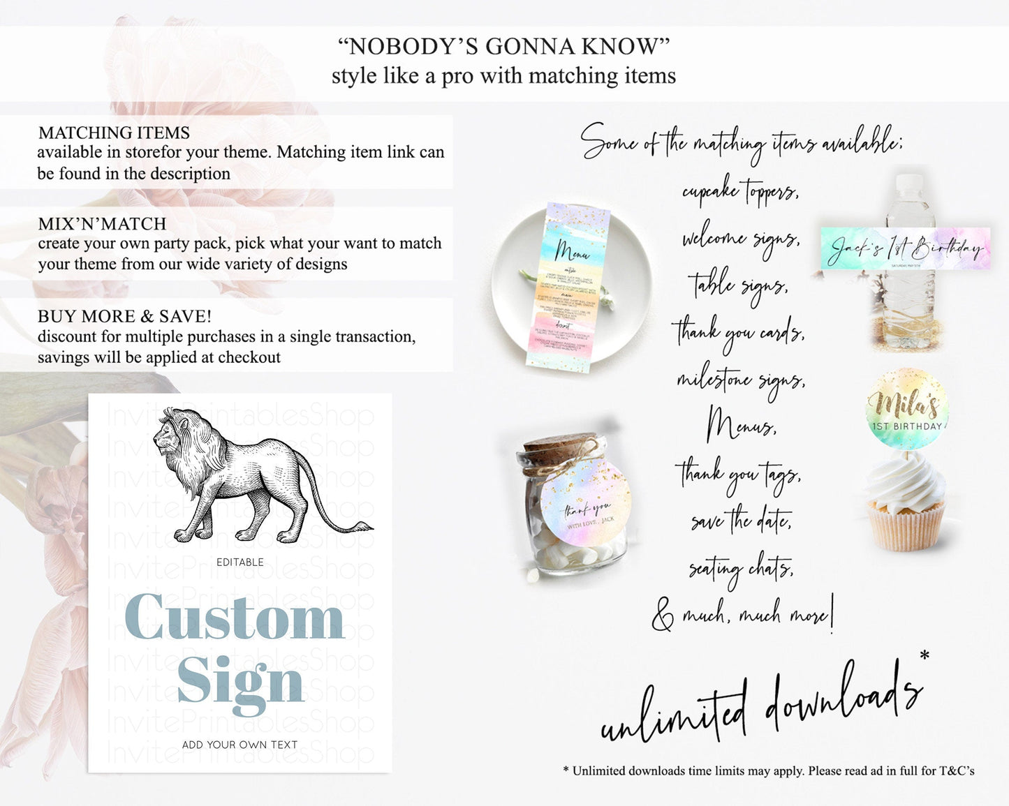 Lion Table Sign Decor Lion Safari Adventure Party Dried Palm Ferns Zoo 1st Birthday Baptism Baby Shower Bridal Shower Wedding D10246