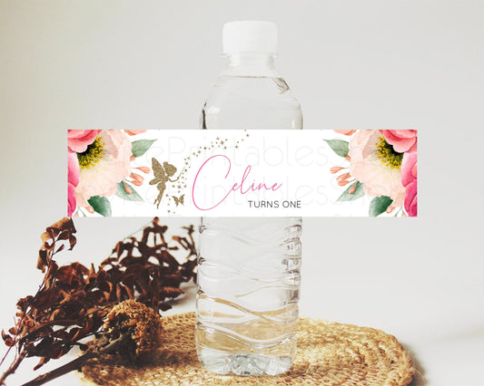 Editable Fairy Water Label Enchanted Garden Pastel Floral Butterfly Party De