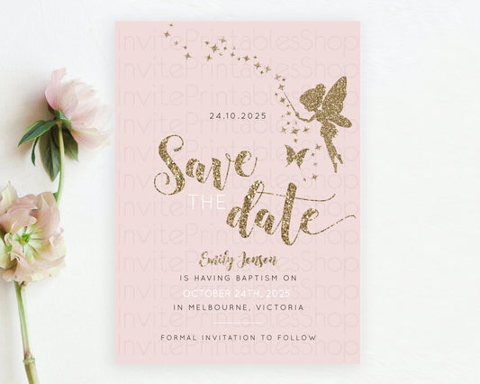 Fairy Save The Date Template Enchanted Garden Pastel Floral Butterfly Party Secret Garden Birthday Baptism Baby Shower Bridal Shower D10899