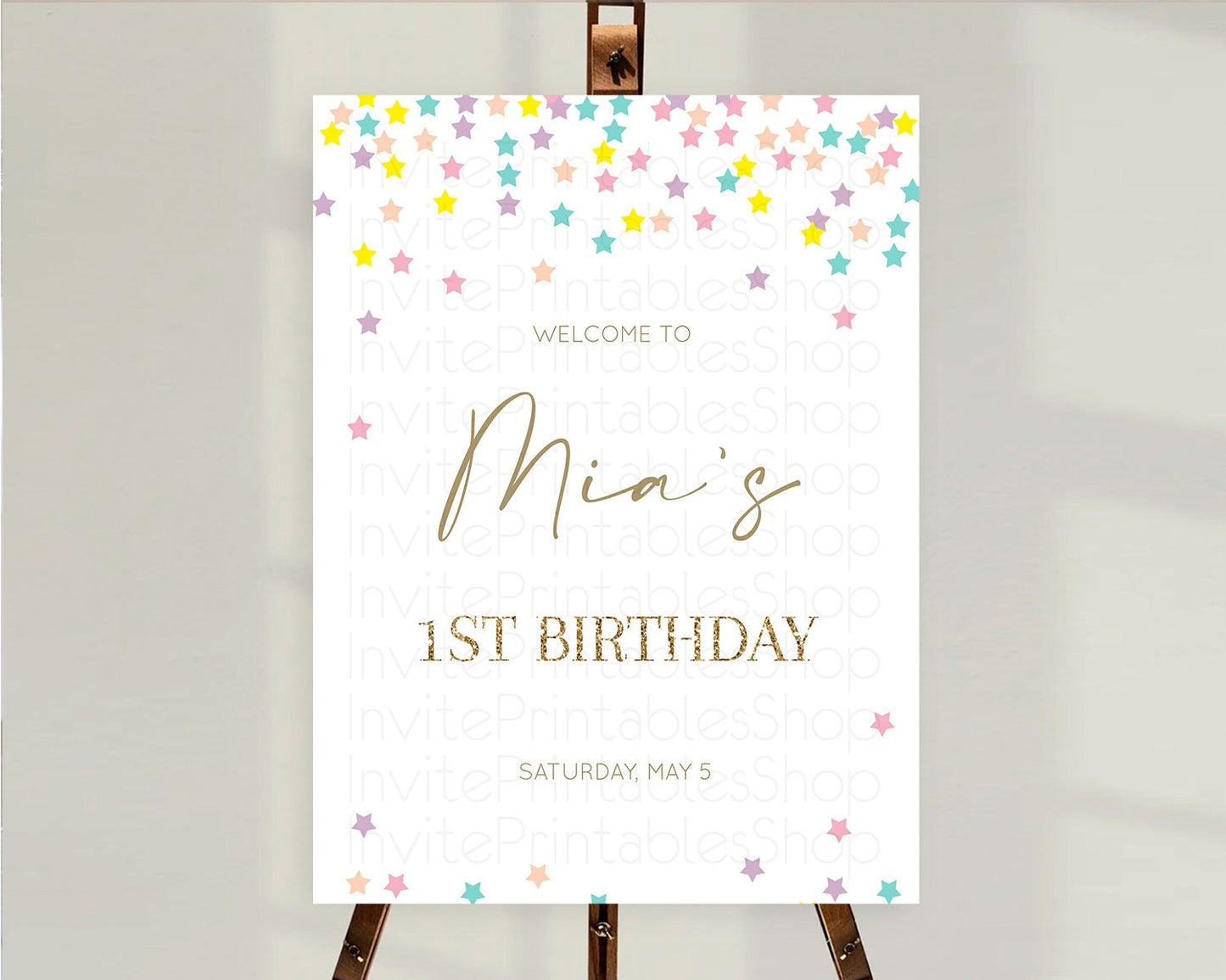 Star Welcome Board Pastel Stars Welcome Sign Shooting Star Rainbow Colorful Confetti Twinkle Little Star First Birthday Welcome Sign D10601