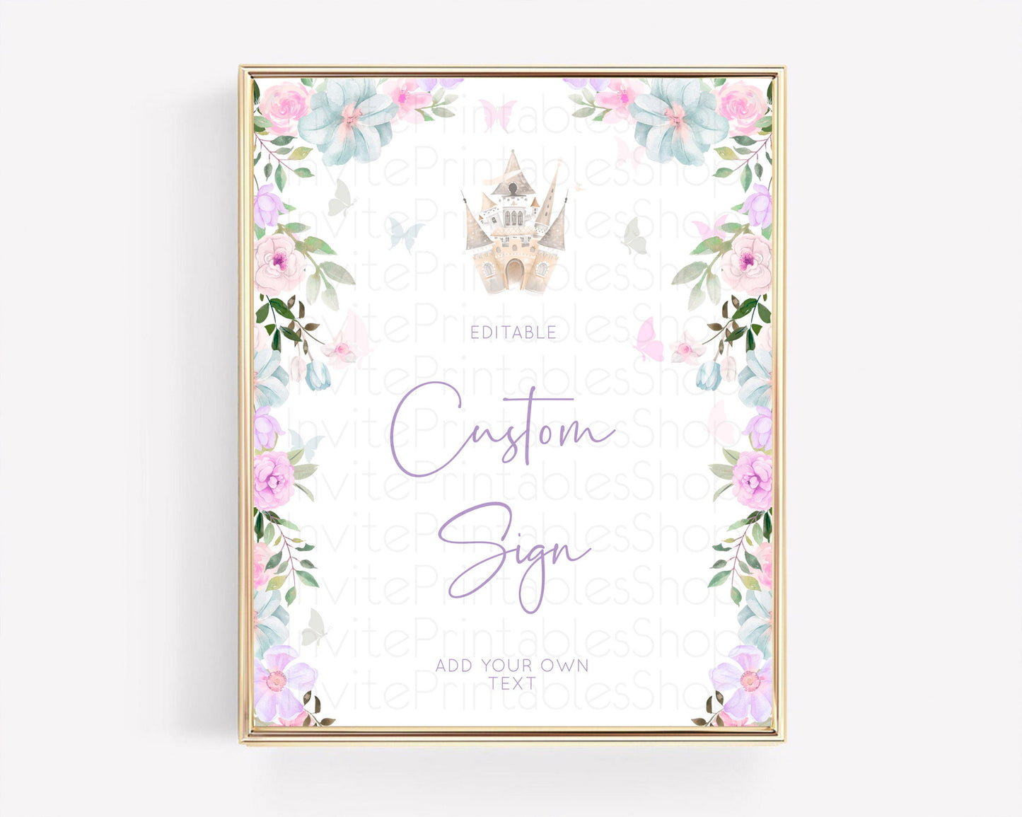 Princess Party Table Sign Decor Secret Garden Enchanted Castle Pastel Floral Royal Party For 1st Birthday Baptism Baby Shower D10471