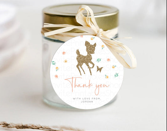 Editable Fawn Thank You Tags Deer Thank You Gift Tags Pastel Floral Deer Fav