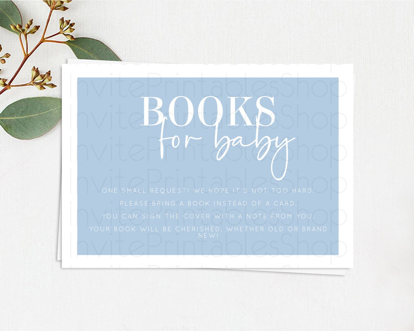 Blue Books For Baby Card Plain Blue Book Insert Minimalist Pastel Blue Book Card Blue Simple Baby Shower Book Poem Request D10734