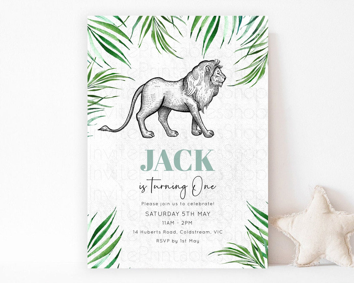 Lion Birthday Invitation Lion Invitation Modern Safari Lion Party 2 Wild 1 Safari Adventure Zoo Birthday Minimalist Lion Invites D10845
