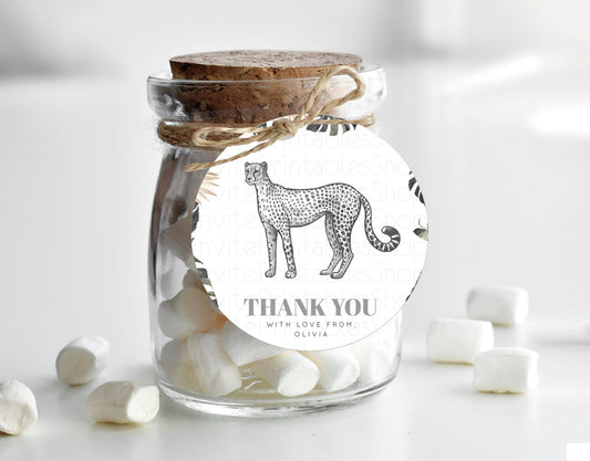Editable Cheetah Thank You Tags Cheetah Thank You Gift Tags Cheetah Party Fa
