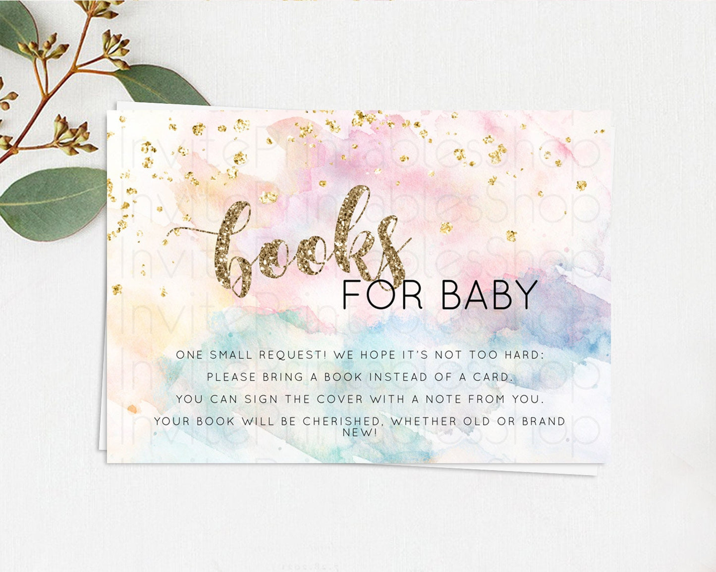 Pastel Books For Baby Card Pastel Rainbow Book Insert Colorful Ombre Watercolor Book Card Confetti Glitter Baby Book Poem Request D10264