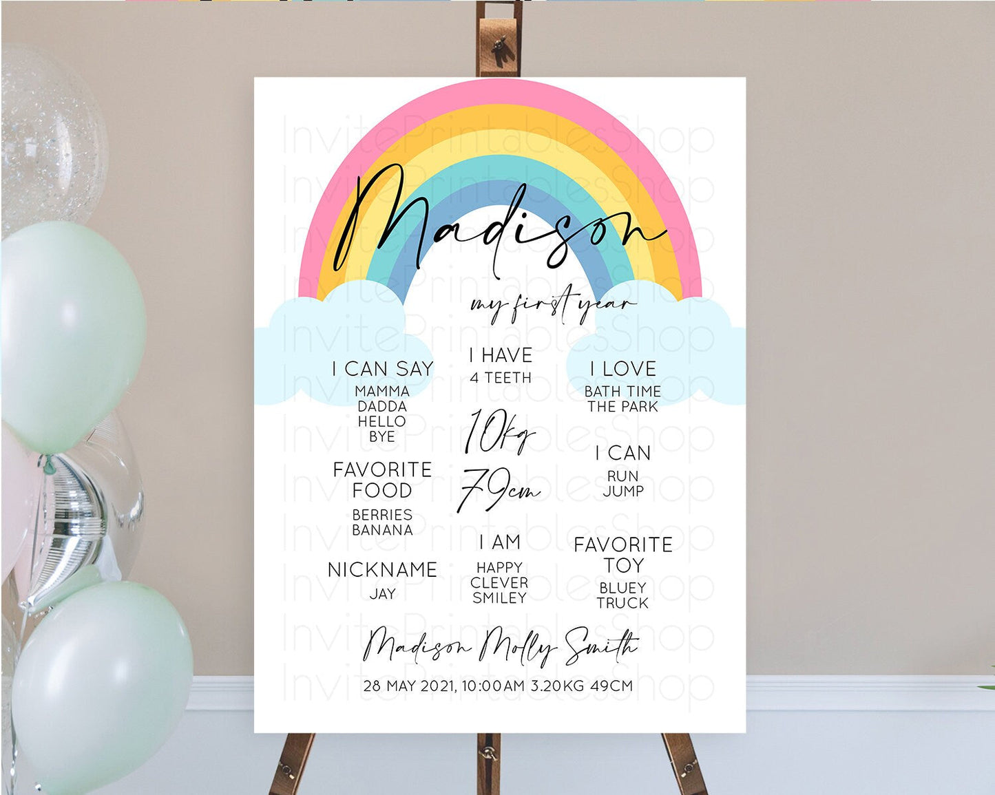 Pastel Rainbow First Birthday Milestone Poster Boho Rainbow Milestone Board Rainbow Milestone Pastel Milestone Rainbow 1st Birthday D10123