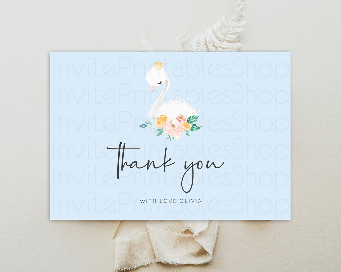 Swan Thank You Swan Princess Ballet Thank You Card Swan Lake Birthday Thank You Cards Secret Garden Pastel Floral Teacher Thank You D10903