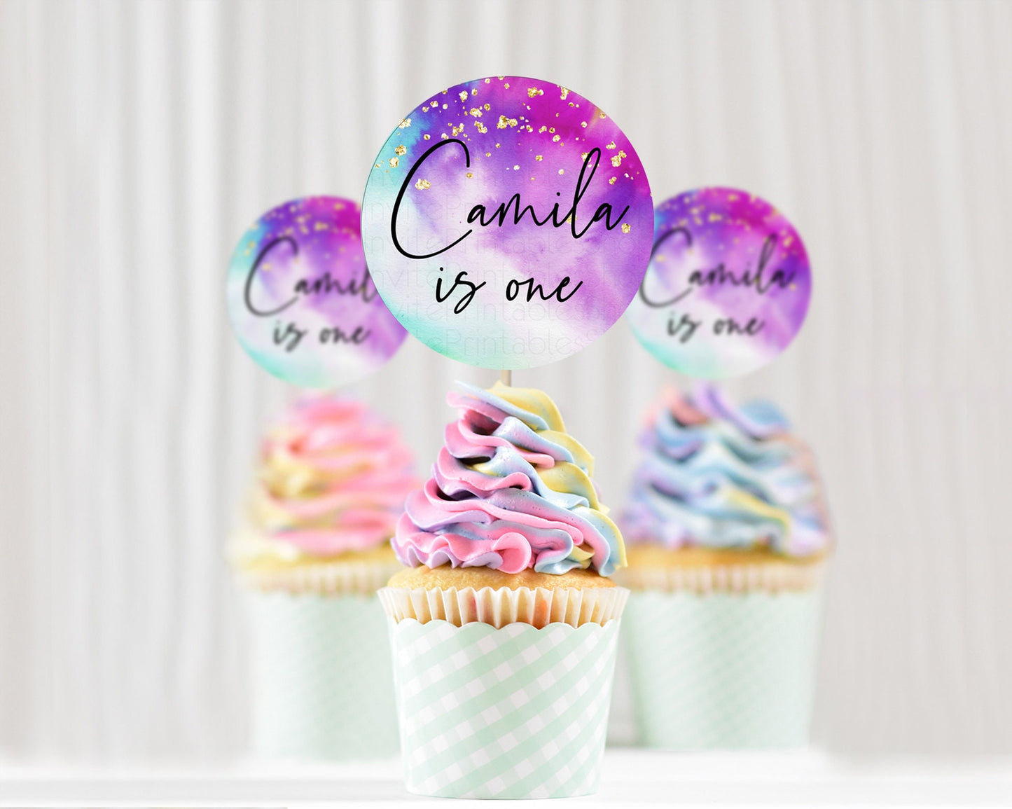 Tie Dye Cupcake Toppers Rainbow Tie Dye Cupcake Toppers Rainbow Colorful Cupcake Toppers Tie Dye Pastel Rainbow Party Cupcake Decor D10536