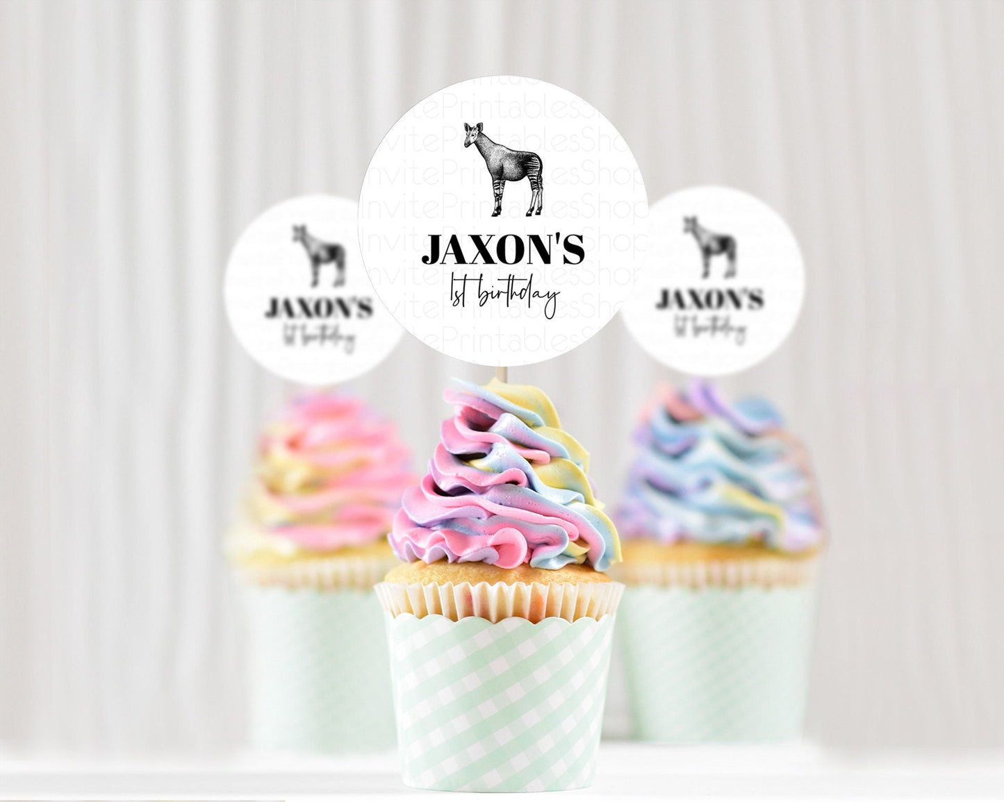 Okapi Cupcake Toppers Okapi Cupcake Okapi Take A Cupcake Toppers Okapi Safari Decor Zoo Party Okapi Palm Leaf Decor First Birthday D10283