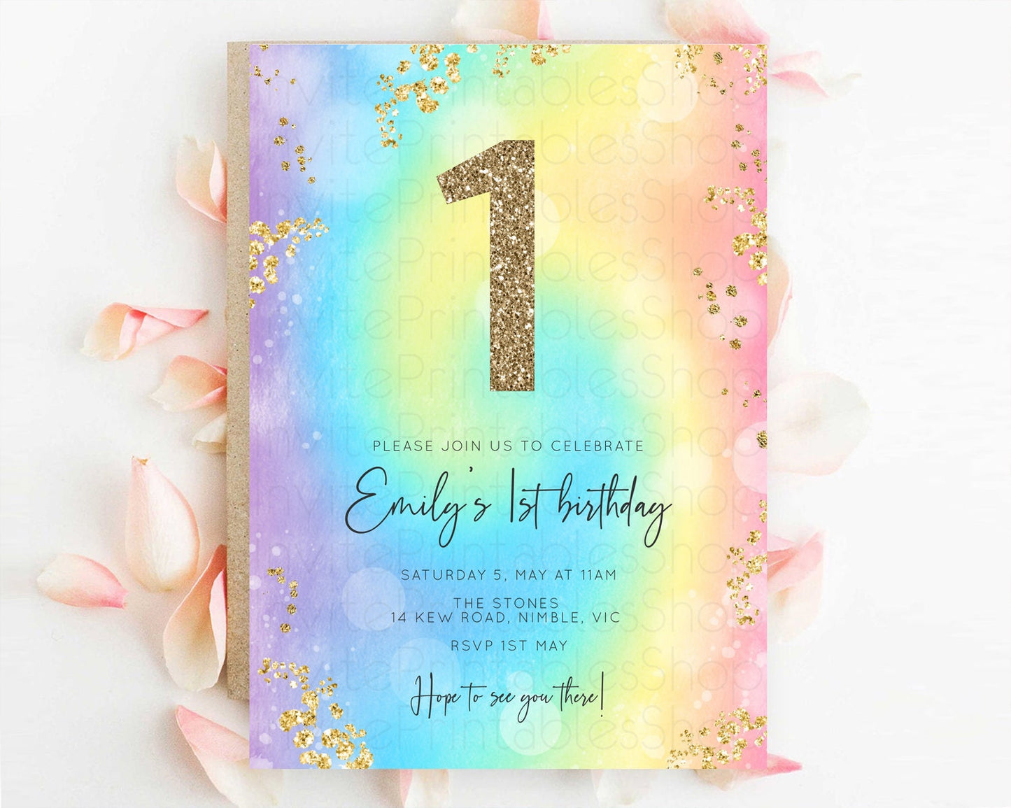 Tie Dye Invitation Rainbow Birthday Invitation Pastel Invitation Colorful Invitation Pastel Rainbow Party 3rd 2nd 1st First Birthday D10568