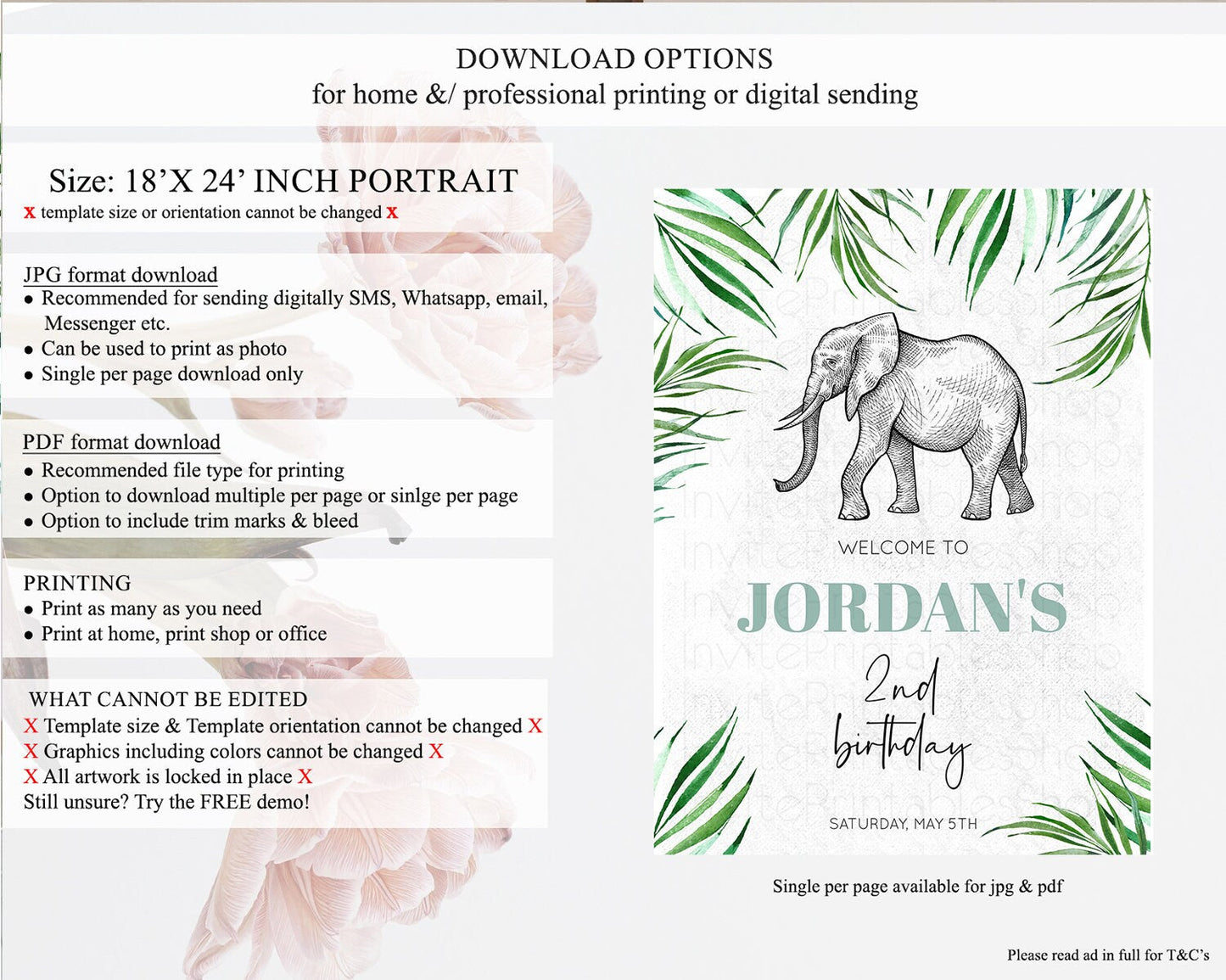 Elephant Welcome Sign Elephant Welcome Board Elephant Party Welcome Poster Safari Party Decor Elephant First Birthday Welcome Sign D10850