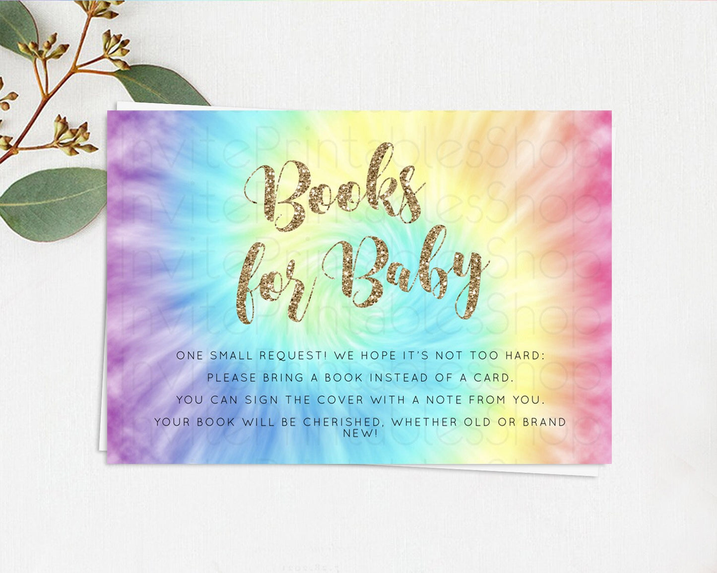 Tie Dye Books For Baby Card Rainbow Tie Dye Book Insert Pastel Rainbow Watercolor Book Card Tie Dye Colors Guests Book Poem Request D10580