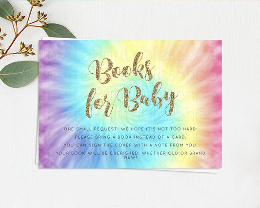 Tie Dye Books For Baby Card Rainbow Tie Dye Book Insert Pastel Rainbow Watercolor Book Card Tie Dye Colors Guests Book Poem Request D10580