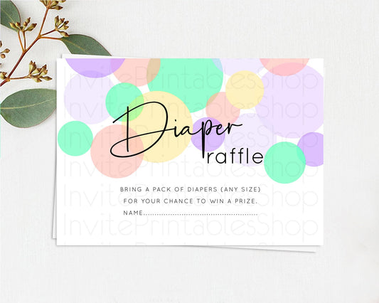 Rainbow Diaper Raffle Card Pastel Sprinkles Diaper Raffle Insert Rainbow Confetti Diaper Ticket Colorful Bubbles Pastel Raffle Game D10380