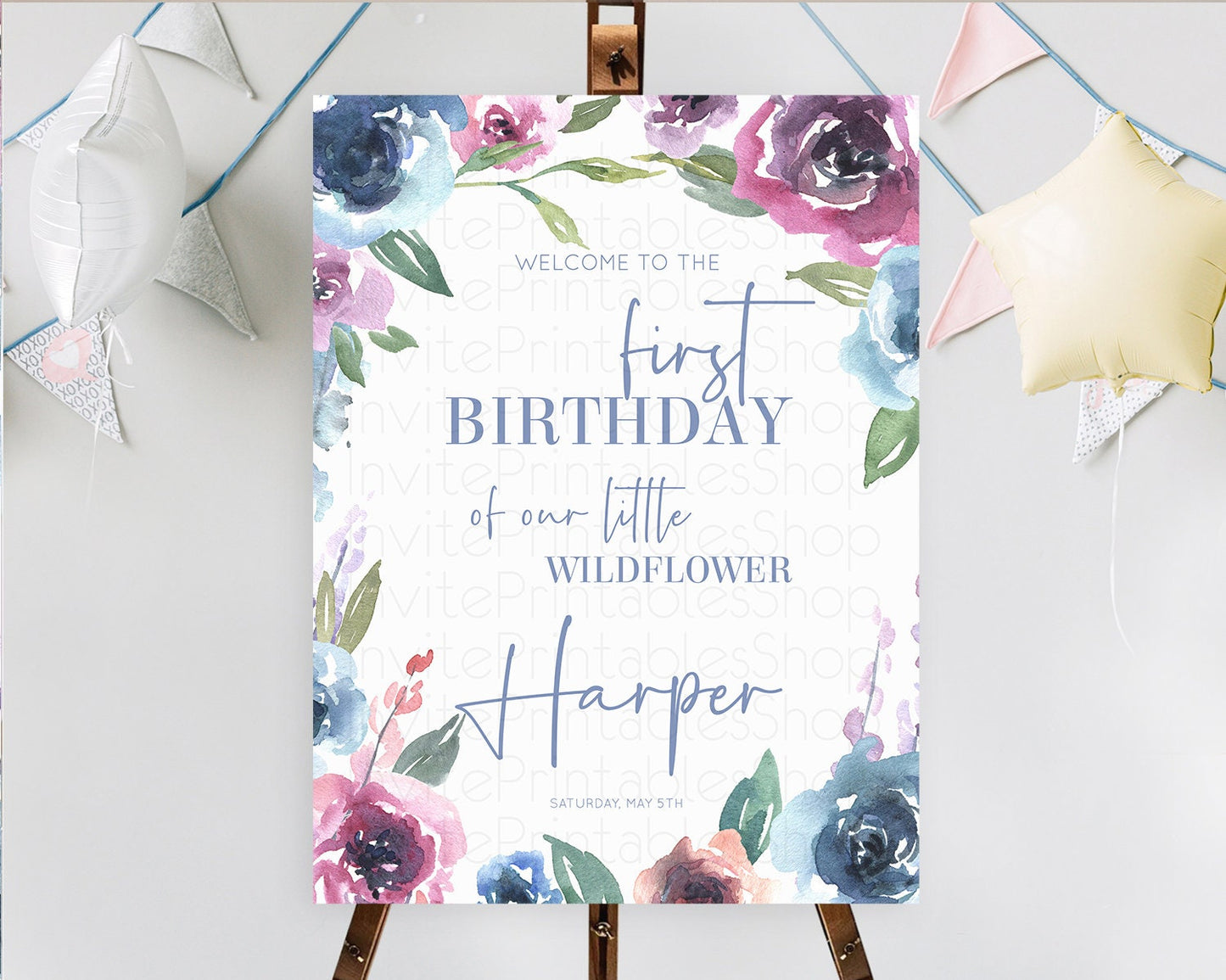 Secret Garden Welcome Sign Wildflower Welcome Board Pastel Flower Garden Welcome Poster Boho Wildflower First Birthday Welcome Sign D10780