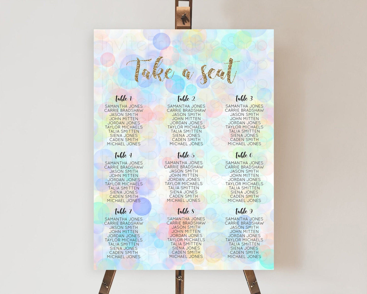Bubbles Seating Chart Pastel Seating Chart Bath Bomb Party Pastel Bubbles Decor Watercolour Seating Board Confetti Seating Chart D10447