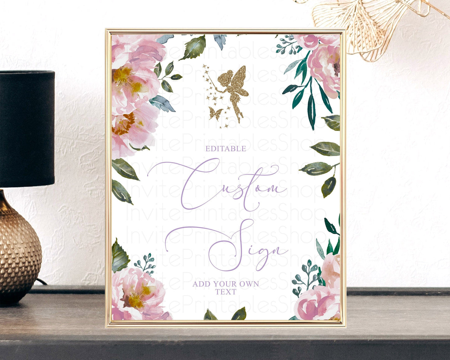 Fairy Sign Enchanted Garden Table Sign Decor Pastel Floral Butterfly Party Secret Garden Birthday Baptism Baby Shower Bridal Shower D10727