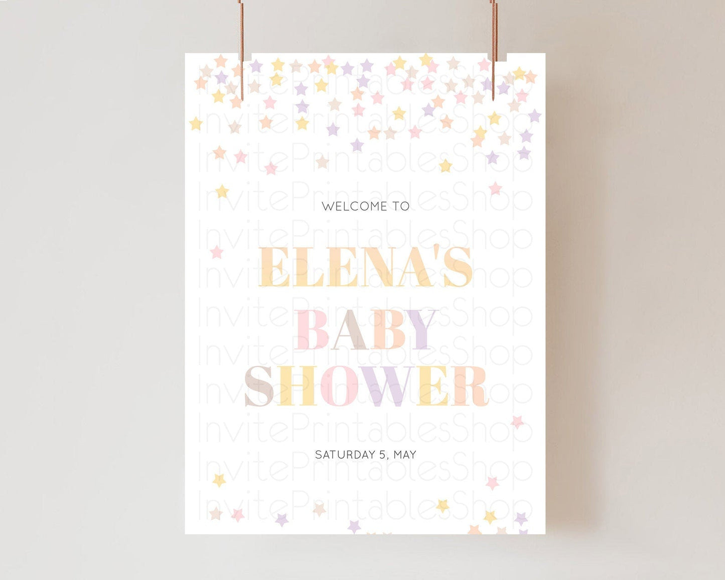 Star Baby Shower Welcome Board Pastel Stars Welcome Sign Shooting Star Rainbow Colorful Confetti Twinkle Little Star Welcome Sign D10810