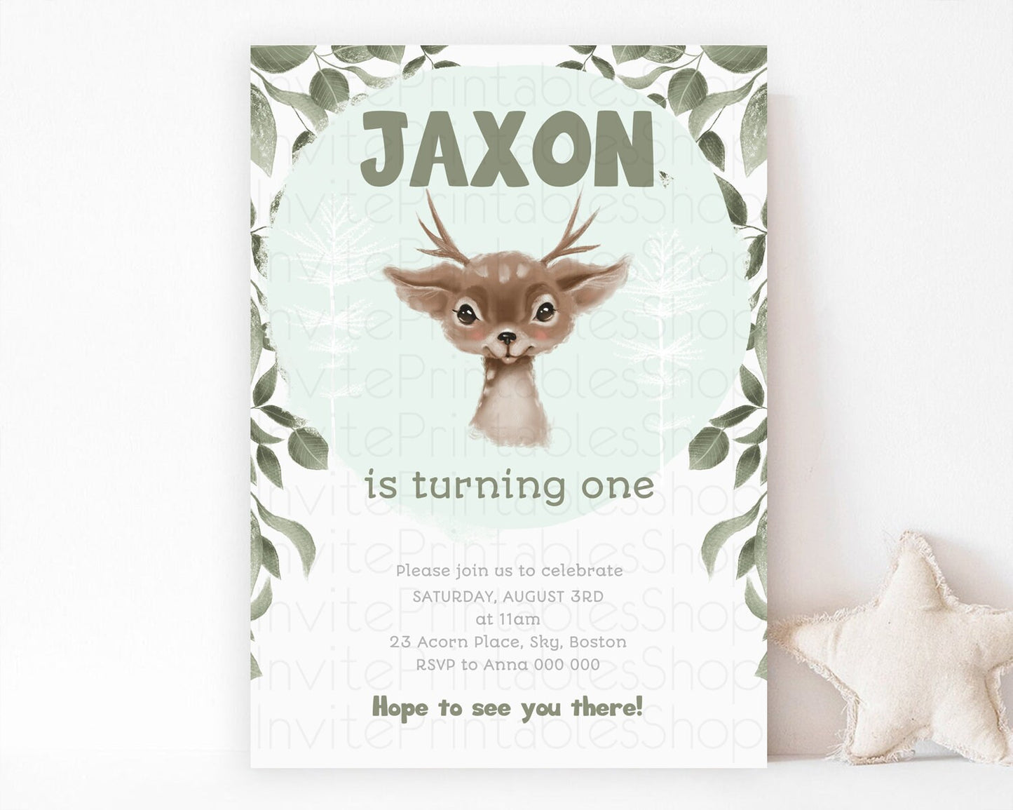 Fawn Birthday Invitation Deer Birthday Invitation Enchanted Forest Party Butterfly Pastel Flowers Whimsical 2nd 1st First Birthday D10191