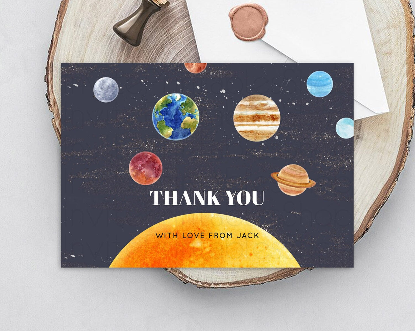 Space Thank You Space Thank You Card First Trip Around the Sun Thank You Card Planets Solar System First Birthday Thank You Cards D10430