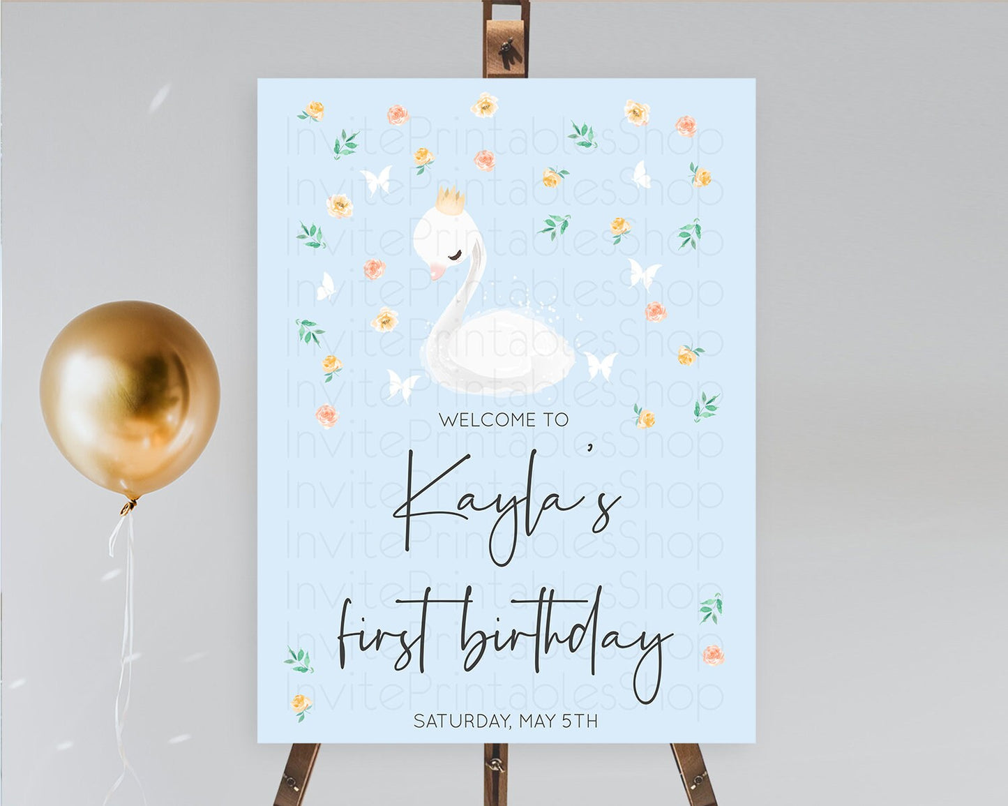 Swan Welcome Board Swan Princess Ballet Welcome Sign Enchanted Swan Lake Secret Garden Pastel Floral First Birthday Welcome Sign D10903