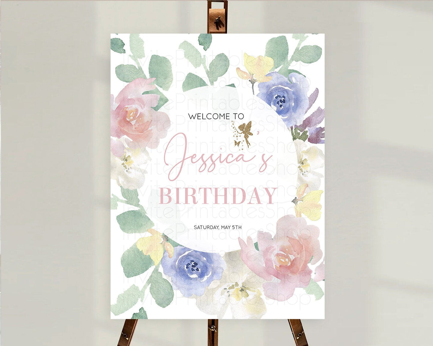 Fairy Welcome Sign Fairy Welcome Board Enchanted Garden Pastel Floral Butterfly Decor Secret Garden First Birthday Welcome Sign D10861